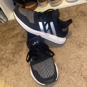 Black white silver swift run adidas